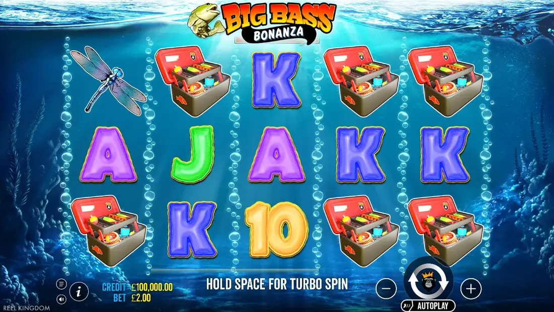 Big Bass Bonanza base game grid in demo mode