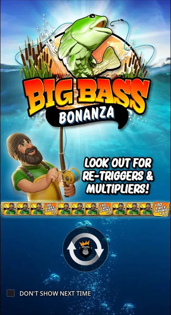 Big Bass Bonanza on a phone in portrait mode